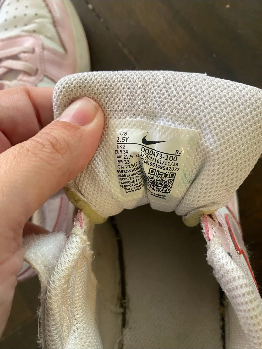 Nike Kids White and Light Pink High-Top Sneakers with Velcro Strap